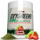 EHP Labs OxyGreens Super Greens Powder - Spirulina & Chlorella Superfood, Green Juice Powder & Greens Suplimente cu fibre prebiotice, Antioxidanti & Imunity Support, 30 Serves (Strawb. ()