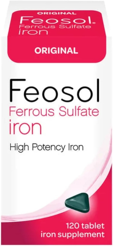 Feosol Original feros sulfate fier Supliment , 120 CT (Pachet de 3)