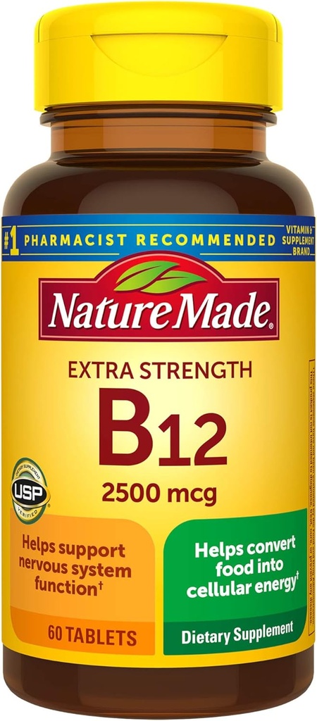 Suplimentar Concentraţie Vitamina B12 2500 mcg Tablete, 60 Număr