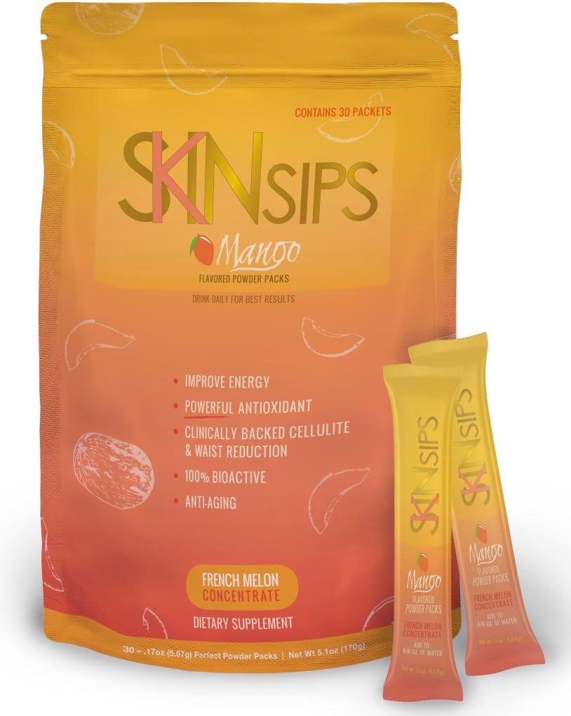 Skin Health & Energy Boost Drink Mix- Sugar Free, SOD B (TM), Antioxidanti din Concentrat Melon Francez, Pe Packs Go Stick, Mango, 10 Pack