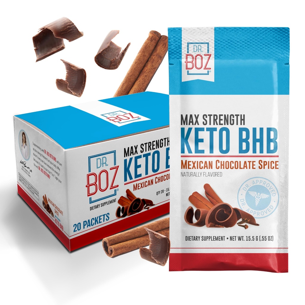 Dr. Boz - Keto BHB Powder - Mexican Chocolate Spice, 20 Servings - Ketones Drink - Energy & Reducted Cravings - Max Putere Supliment alimentar - Cality Testat - Made in the USA - 10.9oz (310g)