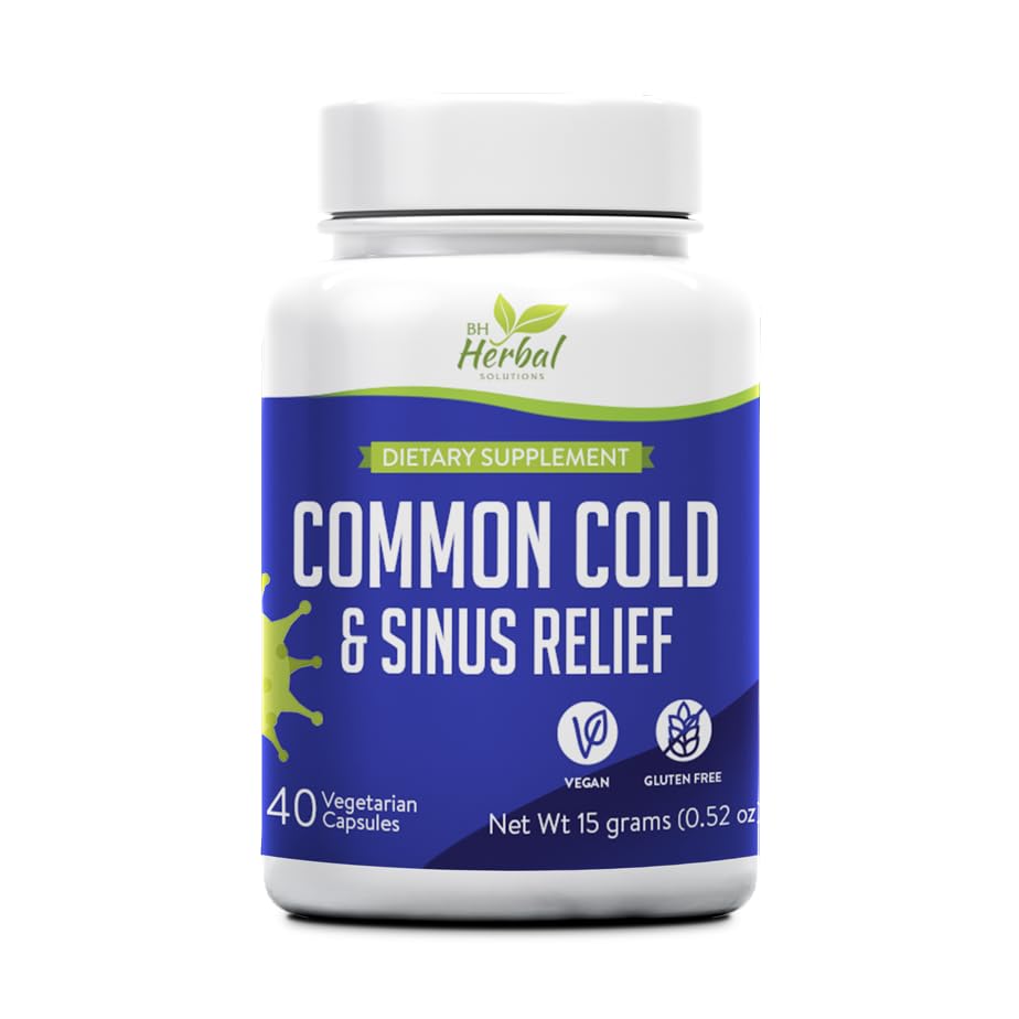 Suplimentul la rece comun - Sinus presiune și congestie de relief - Ajutor de la Runny nas, Strănut, Sore gât și tuse - Acționare rapidă - 100% Supliment natural și vegetal