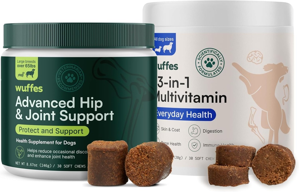 Wuffes Hip și Supliment comun pentru Rase mari și 23-in-1 Multivitamine Bundle