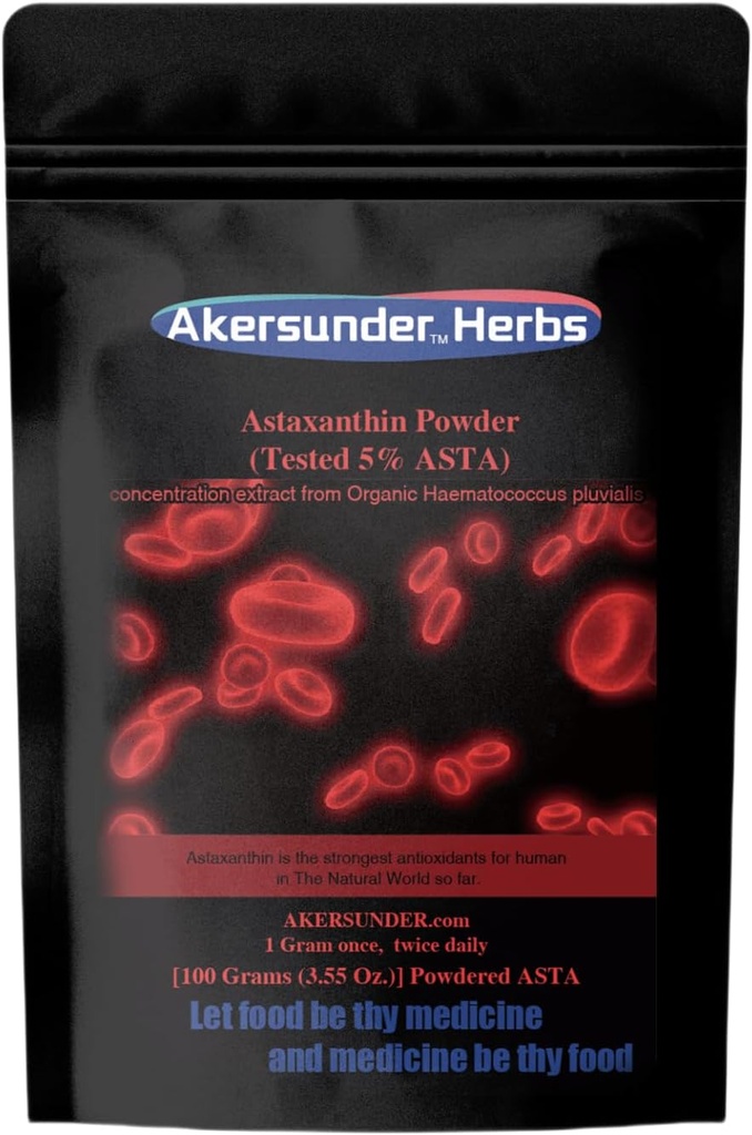 Pure Haematococcus pluvialis Extract pulbere, 100 Grams, astaxantină (ASTA) > 5%, cele mai puternice antioxidanți Supliment