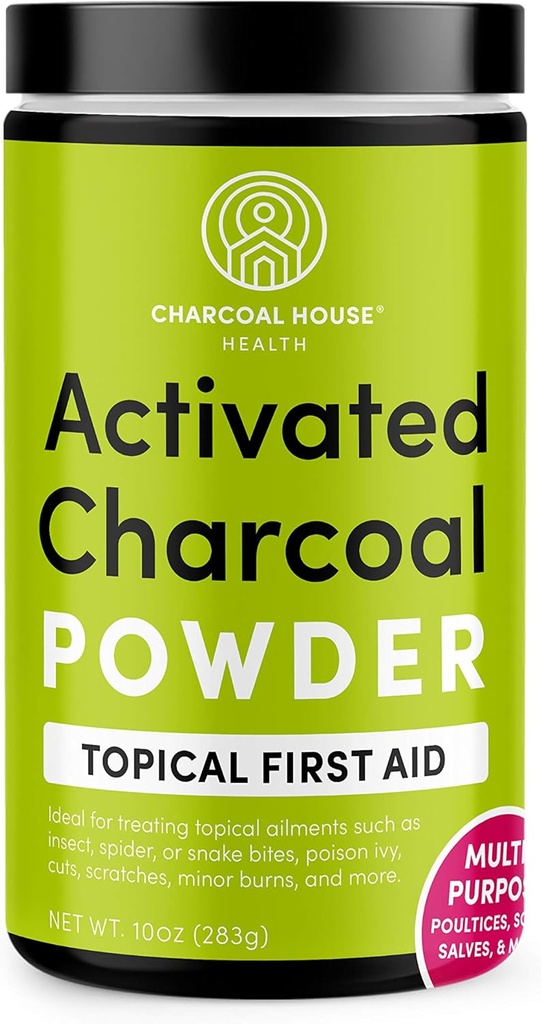 Charcoal House Hardwood activat Charcoal Powder - Primul ajutor Topical pentru a face Poultice Charcoal, Charcoal Foot Soaks, Charcoal Baths & More! - 10oz