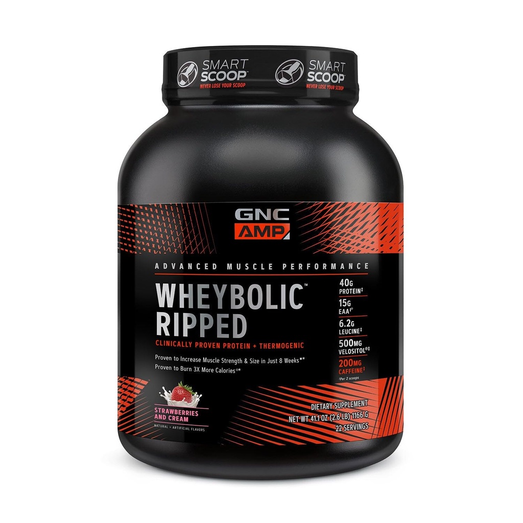 GNC AMP Wheybolic Ripped - Căpșuni și Cremă (22 Servings)