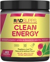 Energie curată - Prepararea prafului de antrenament pentru bărbați și femei cu BCAAs Aminoacidi, Energetic Drink Powder, Aminoacid Energetic Powder for Energy & Focus - 40 Servings (12.7 oz, Raspberry Iced Tea)