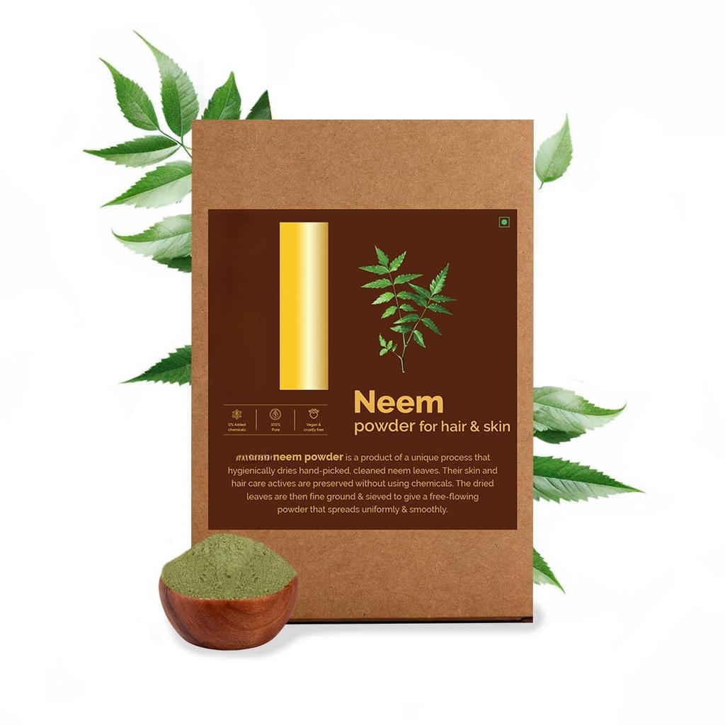 Neem Leaf Powder, 100% Pure & naturale, Igienic uscate, Pack pentru Scalp sanatos si par puternic - 100 Grams