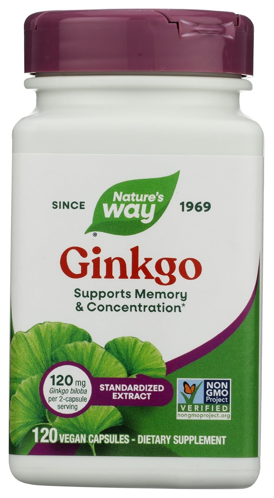 Natura's Way Premium extract Ginkgo, Memory and Concentration*, 120 Capsule