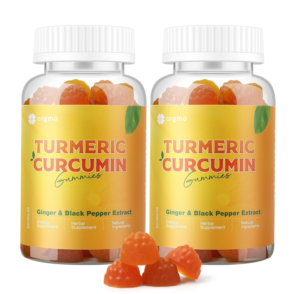 Curcumină cucurcumină cu ardei negru 2 Pack, Turmeric și Ginger Supliment pentru Suport Comun Imun, Gume de ghimbir fără zahăr pentru inflamație Vegan