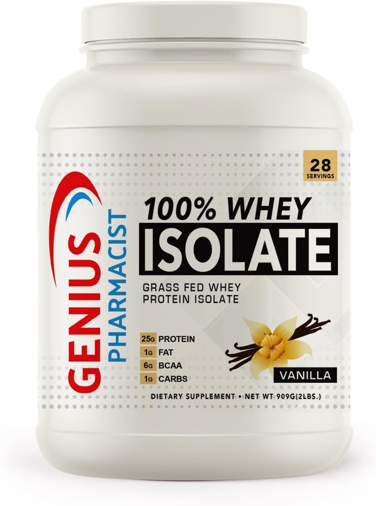 100% WHEY Izolate Vanilla - 2 lb (909 Grams) - 28 Servings