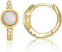 14K aur placat 925 argint Sterling creat cercei alb Opal Huggie Hoop