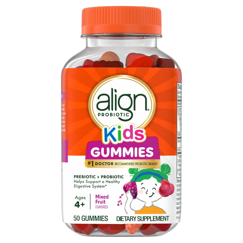 Aliniere Probiotic, copii Gummies, Prebiotic + Probiotic ajută la susținerea unui sistem digestiv sănătos *, #1 Medic recomandat Probiotic Brand 