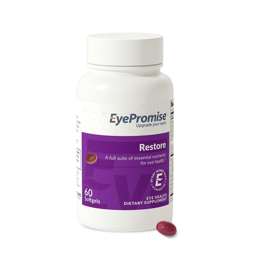 EyePromise Restore Eye Health Supplement - 60 Softgels, 30-Day Supply - Omega 3 Supliment cu Zeaxantină, Lutein, Ulei de pește, EPA, DHA & Vitamine pentru sănătatea ochilor