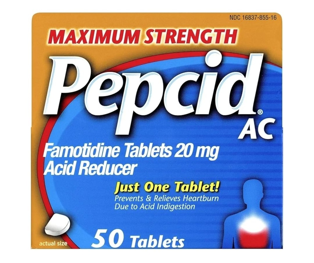 Pepcid AC Reductor de acid comprimate de putere maximă, 100-contă