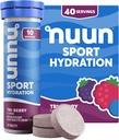 Nuun Sport Electrolit Tablete cu magneziu, calciu, potasiu, clorură & sodiu, gluten Free & Vegan, Tri-Berry, 4 Pack (40 Servings Total)