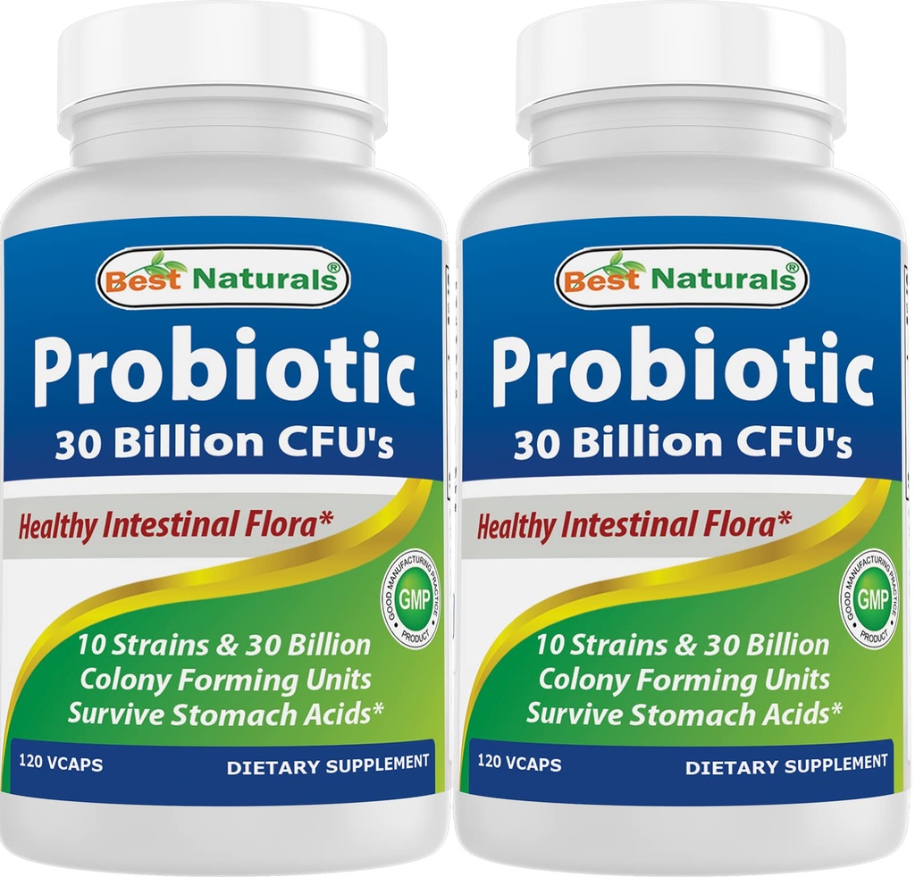 Cele mai bune naturale Probiotice 10 benzi 30 Miliarde de valabilitate Stabile 120 Veggie Caps (120 Conte (Pachet de 2)