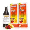 Emulsión de Escocia Cod Ulei de ficat lichid Supliment cu vitaminele A, D, E & B1 - Ulei natural de pește Omega 3 pentru copii și adulți - Aroma delicios de capsuni Banana - 6.5 oz (2-Pachet)