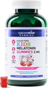 NatureWise Kids Melatonin 1 mg Gummie fără zahăr pentru copii Vârstele 4 & Up - non-Habit Forming Sleep Aid - Strawberry Flavored - Vegan, No Gluten, Non-GMO - 180 Count[6-Month Supply]