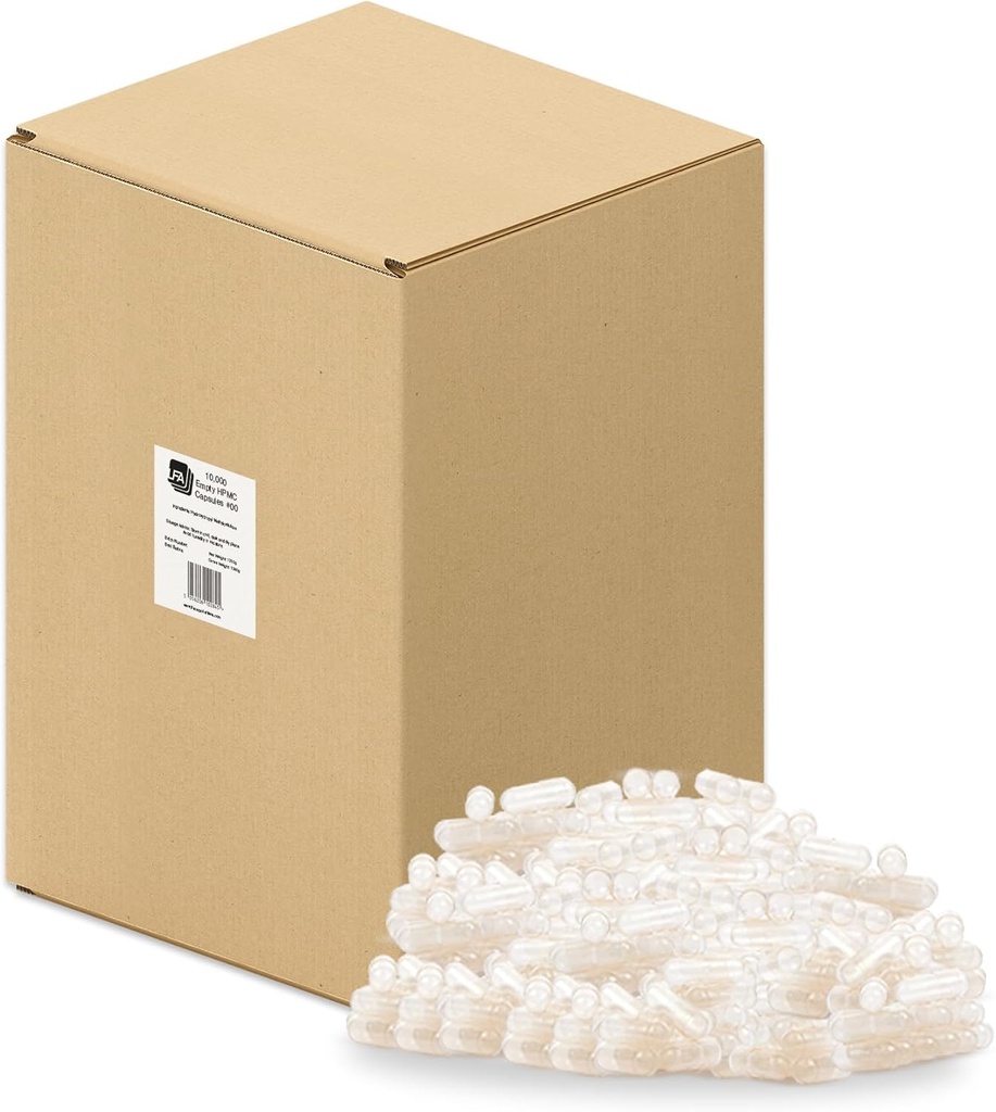 Capsule goale 00 - Vegan HPMC - 10000 Cutie de numărare - Capsule de pastile Capsule goale Fits Umplere maşină Tray - Capse vegetariene alăturate Caps Easy Snap pentru pastile suplimentare pulbere DIY - Halal & Kosher