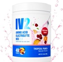 IV2 Pulbere de hidratare Premium - amestec de electrolit fără zahăr + aminoacizi și vitamine esențiale I Vegan, Non-GMO, Gluten-Free, Cafeină-Free (40 serviri)
