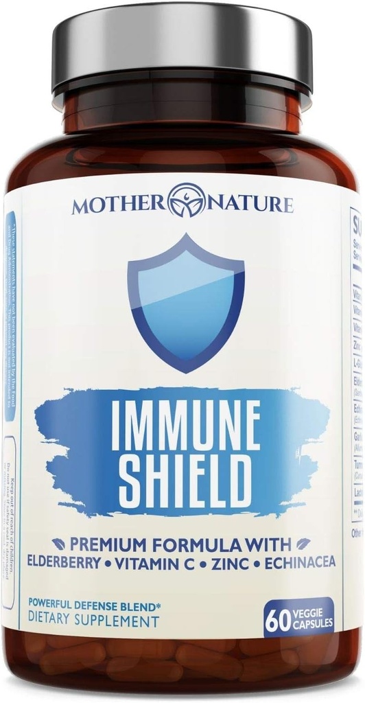 Advanced 7-in-1 Suport Imun pentru Alergii - Elderberry, Vitamina C, Zinc, și mai mult - Crește imunitatea la adulți și copii (60 Vegan capsule)