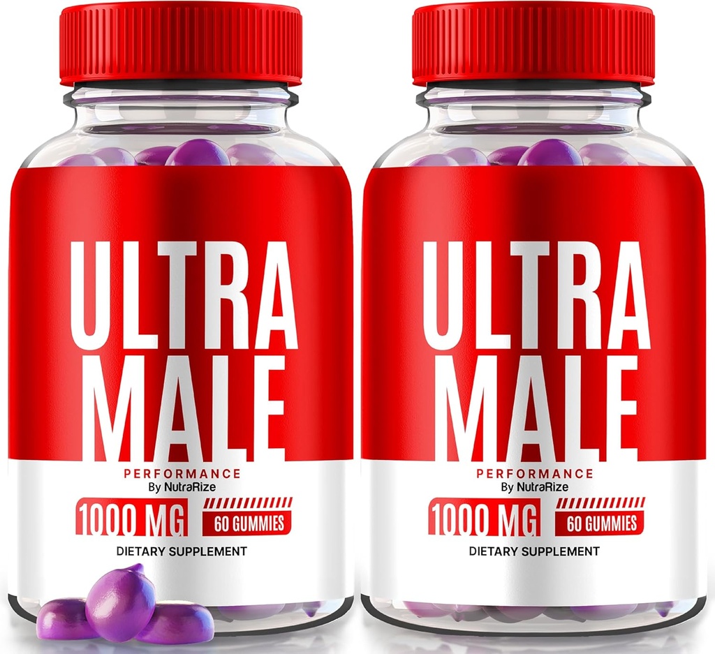 NutraRize (Pachet de 2 gume Ultra masculine 1000 MG, Vitamina Gumies, Toate Suplimentul Natural la Boost Performanță zilnică și sănătate generală, Recenzii UltraMale Oficiale (120 Gummies)