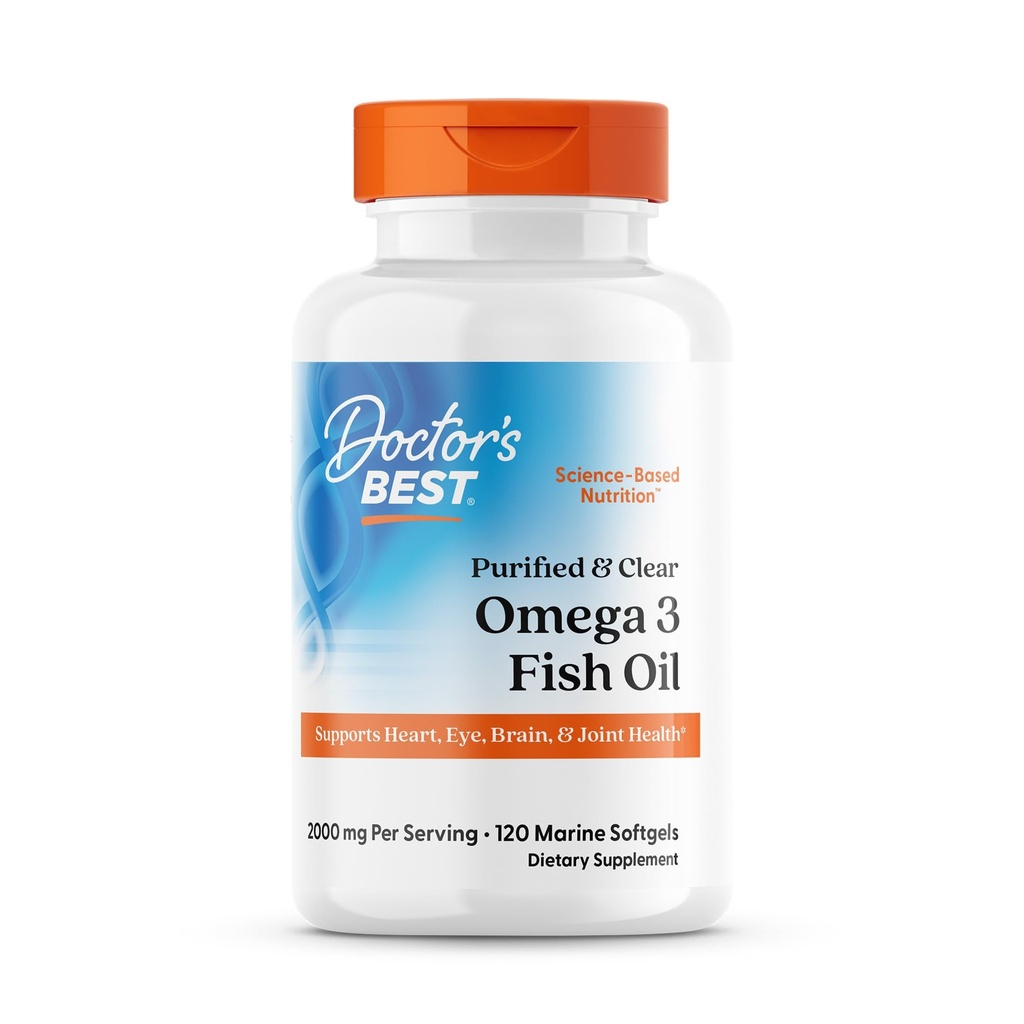 Doctorul cel mai bine purificat Omega 3 ulei de pește cu Goldenomega, susține inima, ochi, creier, & sănătate comună, non-GMO, Gluten gratuit 120 Marine Softgels