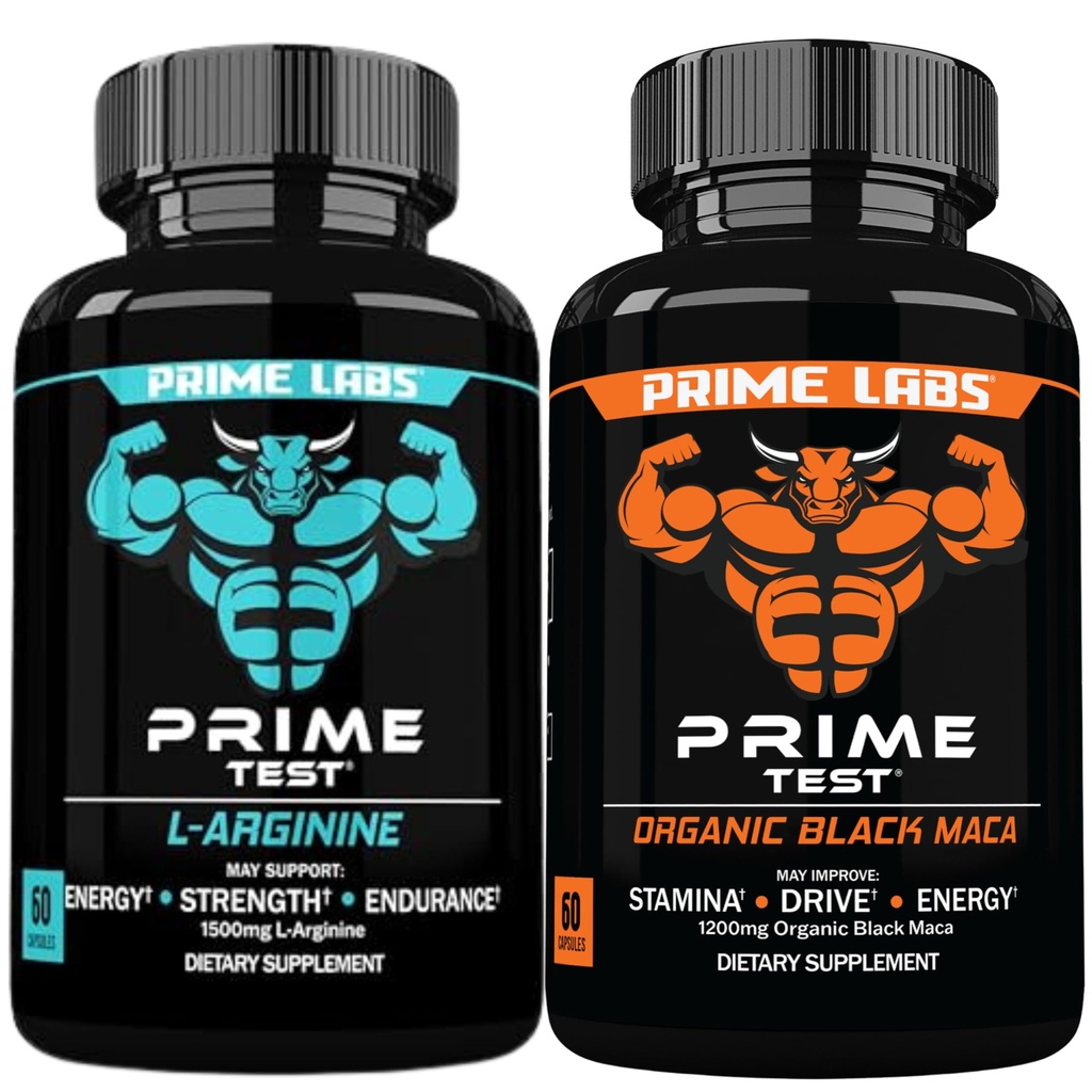 Prime Labs L Arginine (60 ct) + Capsule Maca negre organice (60 ct)