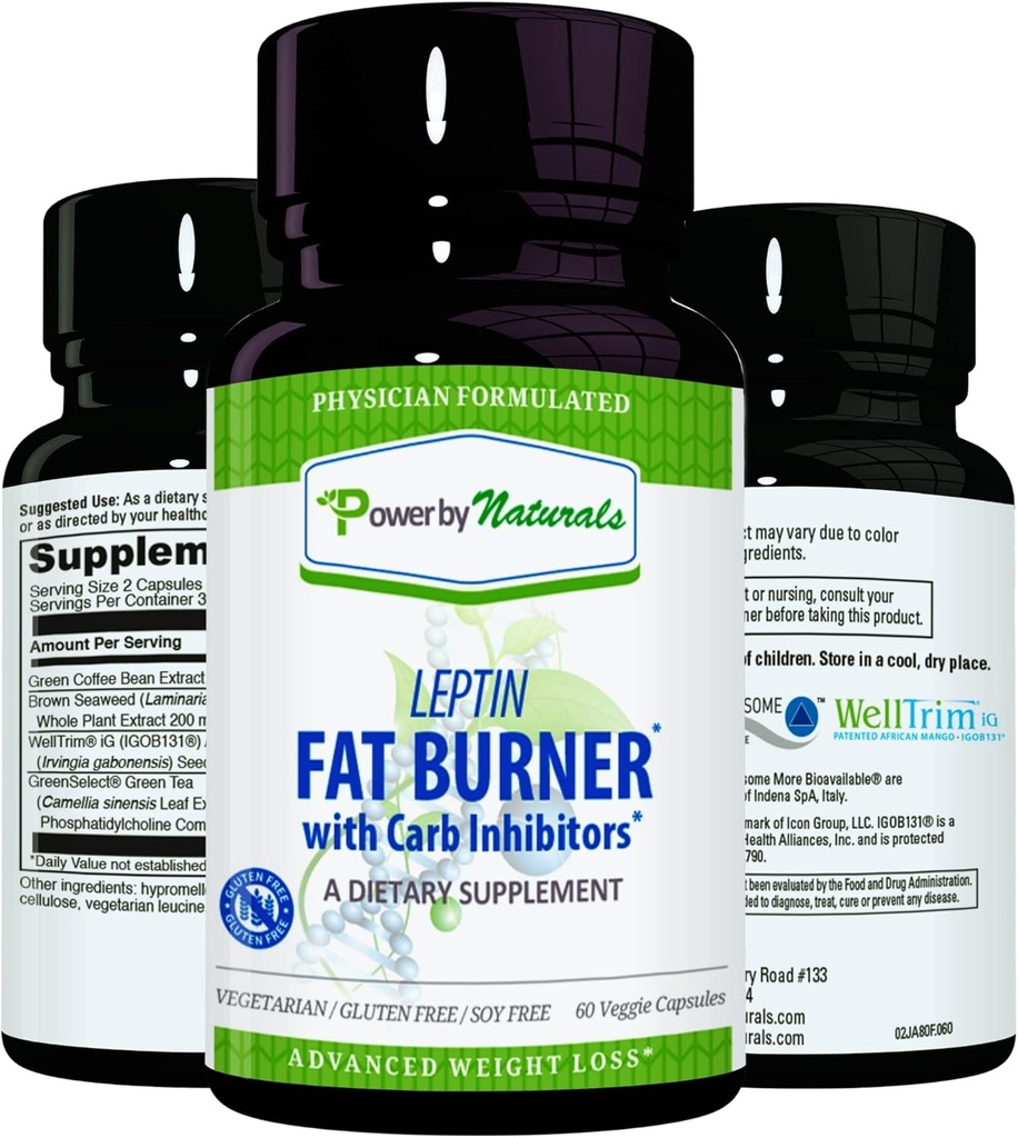 Putere de naturale: Leptin Fat Burner cu Carb Blocker - 60 capsule gluten-free, Leptin pierdere în greutate Dieta pastile, eficient Fat Burner, Appetite Suppressant