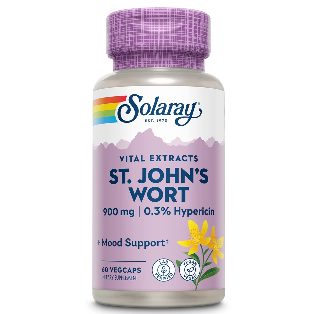 SOLARAY St. Johns Extract Aerial Wort 450mg Două Zilnic 