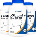 Nutricost L-glutamină 800 mg, 180 capsule (3 flacoane)