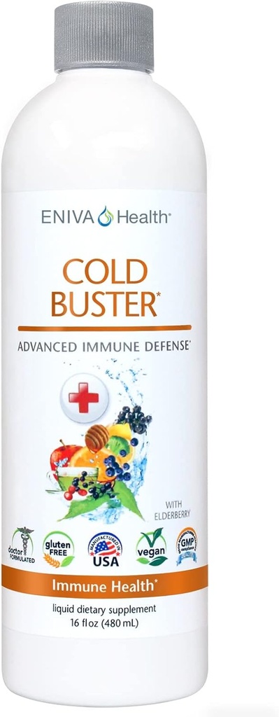 Eniva Elderberry Sambucus Immune Support Syrup, Vitamina C, Ionic ZINC, Vitamina D, Echinacea, Antioxidanti & More, All-in-One Liquid, Low Carb, Low Sugar, Keto Friendly, Non-GMO & Gluten Free - 16 oz