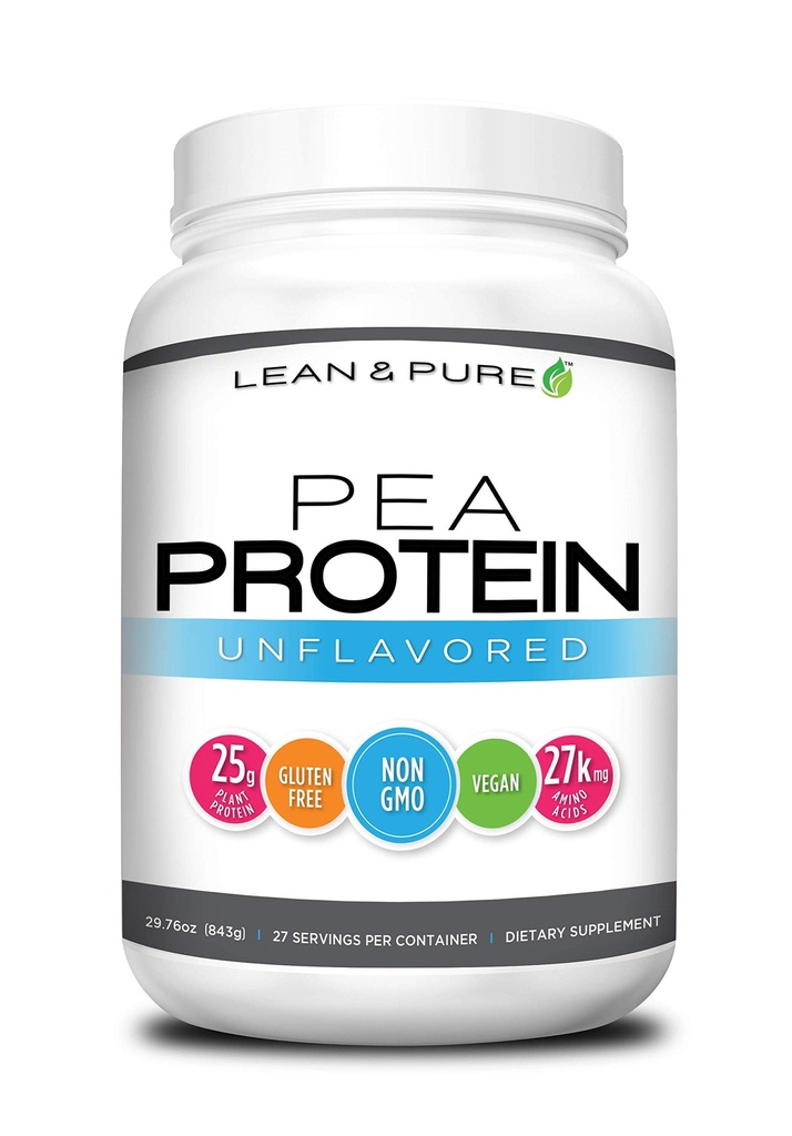 Lean & Pure Pea Proteine pulbere, Vegan, Carb scăzut, 25g de proteine, non OMG-uri, gluten gratuit, 27 Serviri, 843g