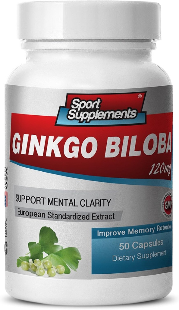 Suplimente pentru creier pentru memorie si concentrare - Ginkgo Biloba 120MG - Gingko biloba Plant, Focus Suplimente pentru adulti, Gingko biloba Suplimente, Ginko biloba Pastile naturale, Supliment de memorie - 1B 60 Capace