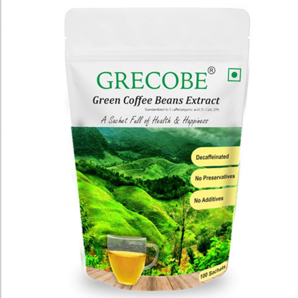 100% Extract de fasole verde de cafea pură cu 50% acizi clorogeni, decofeinizat, antioxidant 