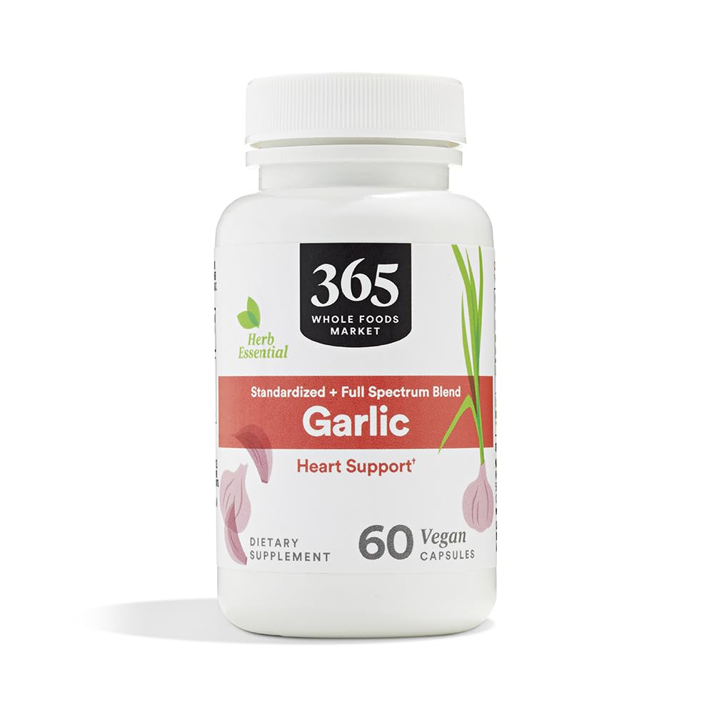365 by Whole Foods Market, Usturoi Dietary Supplement, Vegan Capsules, Suporturi Heart Health, 60 Count