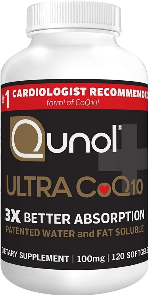 Qunol CoQ10 100mg Softgels, Ultra 3x mai bine absorbtie Coenzime Q10 Suplimente - Antioxidant Supliment pentru Vascular si Heart Health & Energy Production - 4 Luna de aprovizionare - 120 Conte
