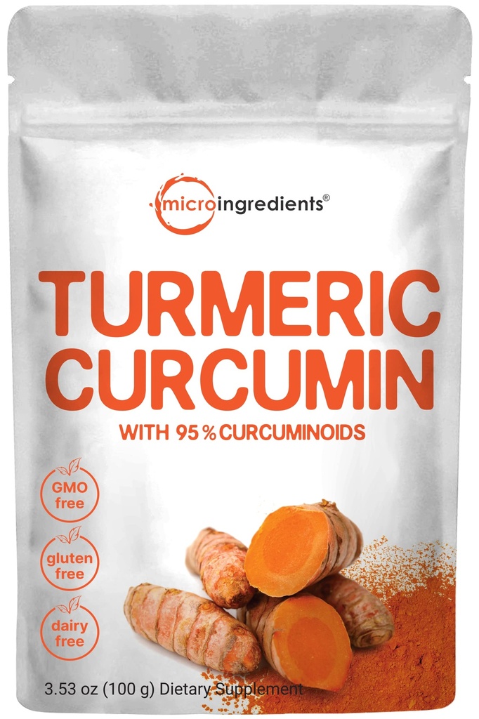 Extract de turmeric 95% Curcuminoide (Extract natural de turmeric și suplimente turmerice), 100 de grame, bogate în antioxidanți pentru sprijin comun și imun, fără OMG-uri, Vegan prietenos, India Origine