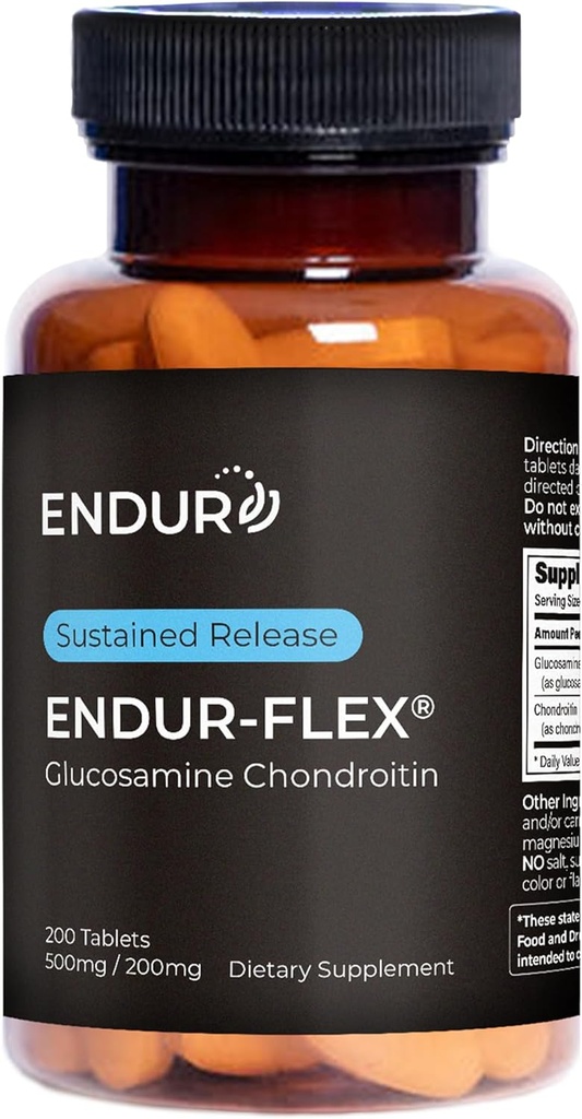 ENDUR-FLEX, Glucosamină Chondroitin supliment comun de sprijin pentru a ajuta la conservarea mobilității active, gluten gratuit, 500mg/200mg (200 comprimate)