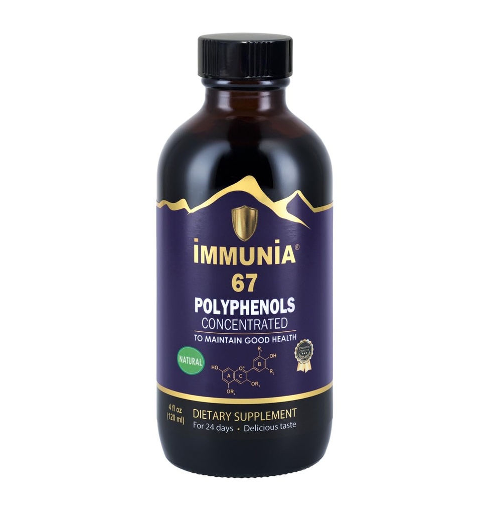 Imunia 67 Polifenoli - Elderberry Concentrat & Antioxidant Fruits. Supliment antioxidant Premium cu 67 de polifenoli (anthocyanini, Querbetin, Resveratrol, etc.) Aprovizionare de 24 zile pe flacon (1-Pachet)