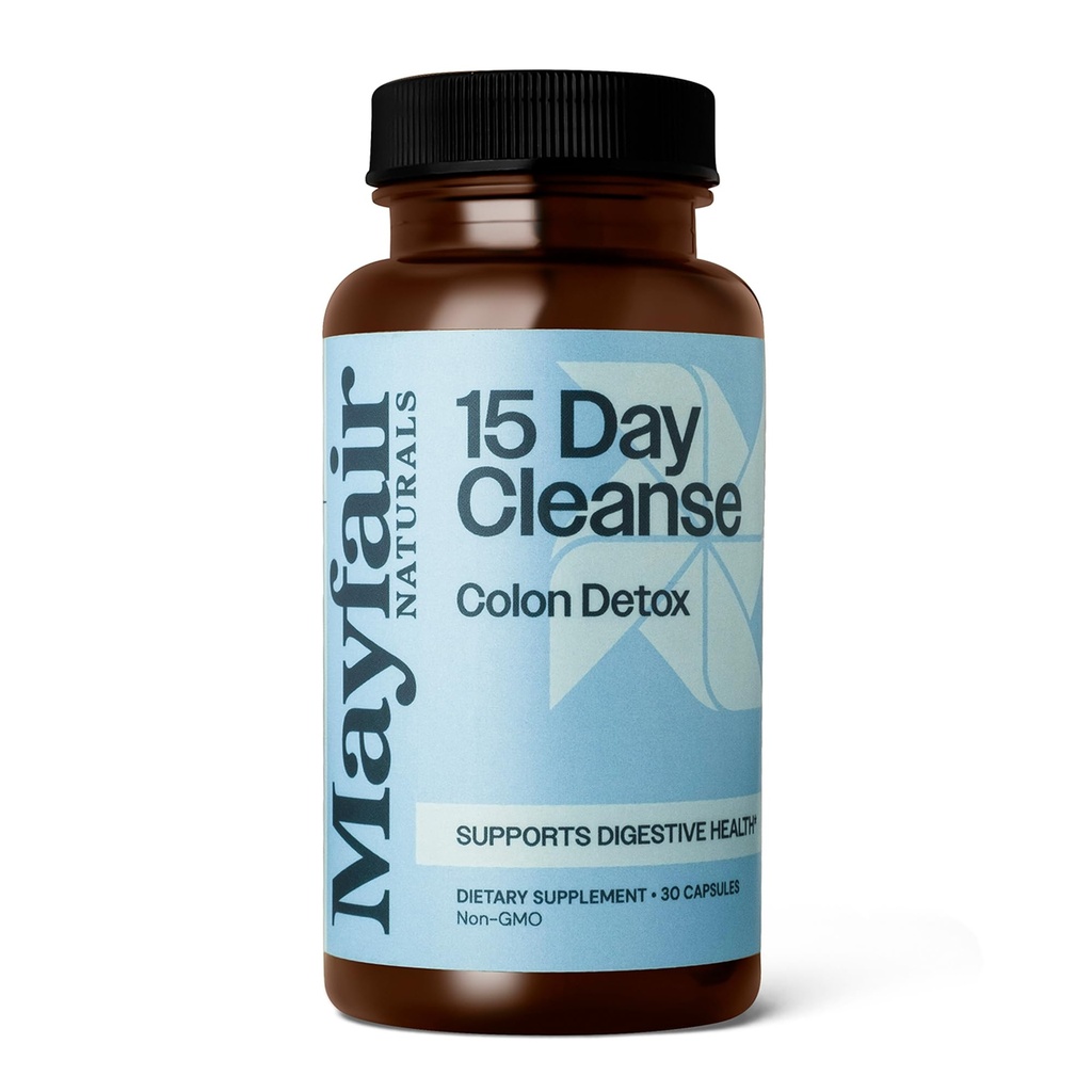 15 Day Cleanse Colon Detox, Supliment alimentar, 30 capsule, Laxative naturale pentru constipație și Digestive Health Supplement