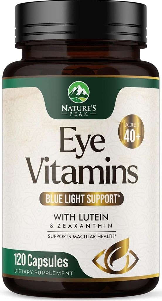 Eye Vitamins & Mineral Supplement - Contains Zinc, Copper, Lutein, & Zeaxanthin, Supports Dry Eye Strain, Vision Health for Adults, Non-GMO, Vegan Eye Care Pills & Minerals Supplements - 120 Capsules