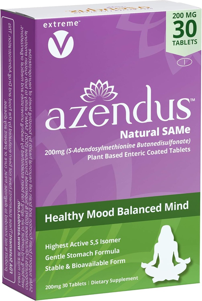 Azendus SAM-e Mood Support 200mg, 30 Count, Același butanedisulfonat Fiber Enteric Coated tablets