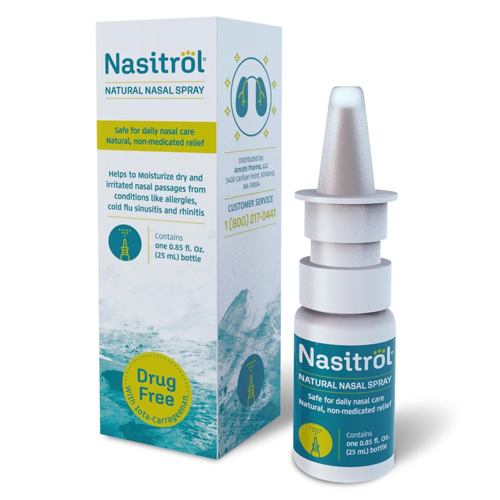 Spray Nasal Natural - All-Natural Saline Mist pentru Congestia si Ingrijirea Nasului Daily - Spray Nasal esential pentru Rece si Flu Sezon - Relief instant pentru adulti si copii - 25 ml Sticla
