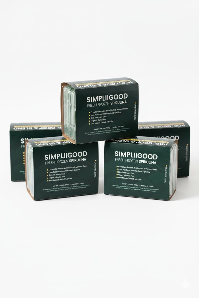 Spirulina Frozen Premium Superfood pentru adulți și adolescenți Nutrient-Rich Ușor de utilizat Spirulina congelate 12 Trays Conține 10 Cube în fiecare ambalaj. 2 Cub = 28g (o servire)