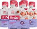 SlimFast Advanced Nutrition Meal Replacement Proteine Shake - gata de băut, roz, căpșuni și cremă, 4 sticle (Pachet de 3)
