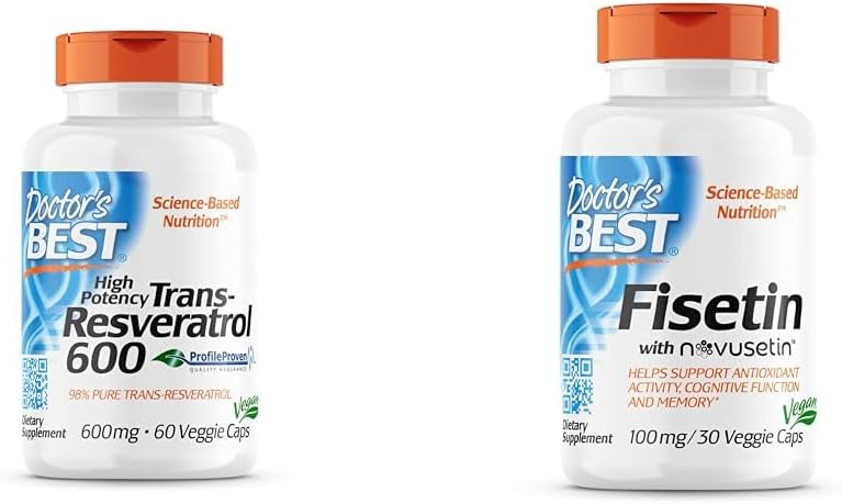 BEST Trans- Resveratrol 600 mg 60 Count & Fisetin cu Novusetin 100 mg 30 Count