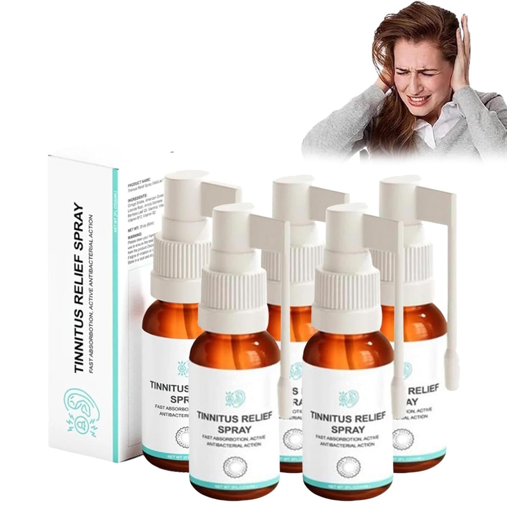 Tinitus Relief Spray, 30ml Tinitus Relief pentru urechi inelare, Tinitus portabil Relief Ureche Spray, Ingrediente naturale Relief rapid de discomfort, Spray ureche pentru tratamente tinitus (5pcs)