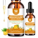 Magneziu Glicinat Picături lichide cu Citrate & Taurat - Cogniție, Muscle & Focus, Complex de magneziu lichid cu vitamina D3, GABA, L-teanină, Ananas Flavor - 1 Fl Oz (2 ambalaj)